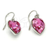 Arete Colgante 02.239.0003.2 Rodio Laminado, Diseño de Corazón, con Swarovski Elements Rose, Pulido, Rodinado