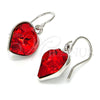 Arete Colgante 02.239.0003.3 Rodio Laminado, Diseño de Corazón, con Light Siam Swarovski Elements, Pulido, Rodinado