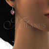 Arete Colgante 02.239.0003.4 Rodio Laminado, Diseño de Corazón, con Swarovski Elements Rose Peach, Pulido, Rodinado