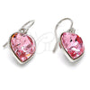 Arete Colgante 02.239.0003.4 Rodio Laminado, Diseño de Corazón, con Swarovski Elements Rose Peach, Pulido, Rodinado