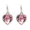 Arete Colgante 02.239.0003.4 Rodio Laminado, Diseño de Corazón, con Swarovski Elements Rose Peach, Pulido, Rodinado