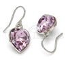 Arete Colgante 02.239.0003.5 Rodio Laminado, Diseño de Corazón, con Swarovski Elements Light Rose, Pulido, Rodinado