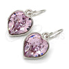 Arete Colgante 02.239.0003.5 Rodio Laminado, Diseño de Corazón, con Swarovski Elements Light Rose, Pulido, Rodinado