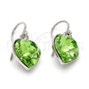 Arete Colgante 02.239.0003.6 Rodio Laminado, Diseño de Corazón, con Swarovski Elements Peridot, Pulido, Rodinado