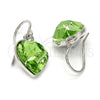 Arete Colgante 02.239.0003.6 Rodio Laminado, Diseño de Corazón, con Swarovski Elements Peridot, Pulido, Rodinado