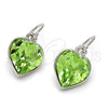 Arete Colgante 02.239.0003.6 Rodio Laminado, Diseño de Corazón, con Swarovski Elements Peridot, Pulido, Rodinado