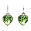 Arete Colgante 02.239.0003.6 Rodio Laminado, Diseño de Corazón, con Swarovski Elements Peridot, Pulido, Rodinado