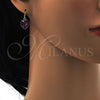 Arete Colgante 02.239.0003.7 Rodio Laminado, Diseño de Corazón, con Swarovski Elements Amethyst, Pulido, Rodinado