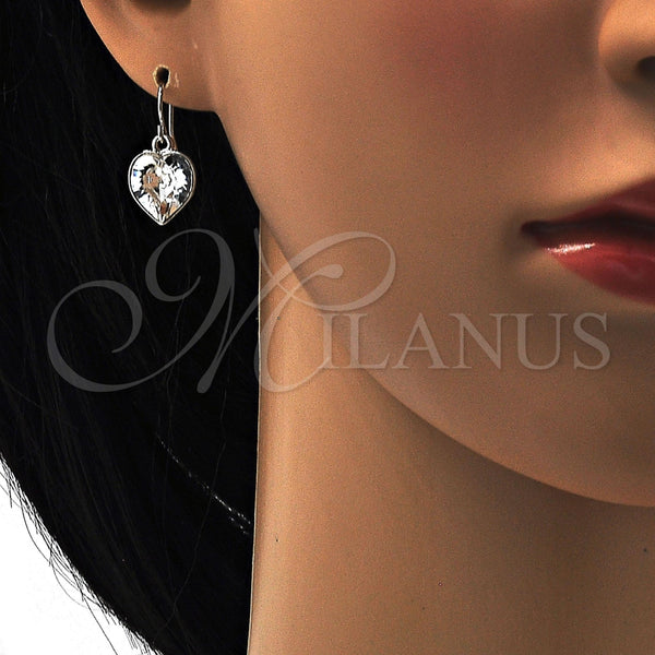 Arete Colgante 02.239.0003.8 Rodio Laminado, Diseño de Corazón, con Swarovski Elements Crystal, Pulido, Rodinado