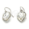 Arete Colgante 02.239.0003.8 Rodio Laminado, Diseño de Corazón, con Swarovski Elements Crystal, Pulido, Rodinado