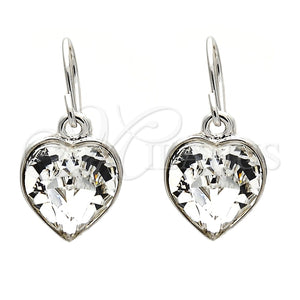 Arete Colgante 02.239.0003.8 Rodio Laminado, Diseño de Corazón, con Swarovski Elements Crystal, Pulido, Rodinado