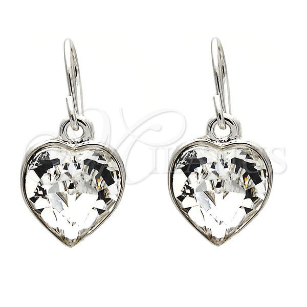 Arete Colgante 02.239.0003.8 Rodio Laminado, Diseño de Corazón, con Swarovski Elements Crystal, Pulido, Rodinado
