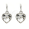 Arete Colgante 02.239.0003.8 Rodio Laminado, Diseño de Corazón, con Swarovski Elements Crystal, Pulido, Rodinado