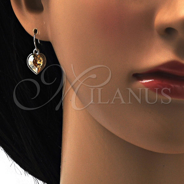 Arete Colgante 02.239.0003.9 Rodio Laminado, Diseño de Corazón, con Swarovski Elements Light Silk, Pulido, Rodinado