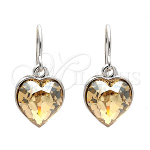 Arete Colgante 02.239.0003.9 Rodio Laminado, Diseño de Corazón, con Swarovski Elements Light Silk, Pulido, Rodinado