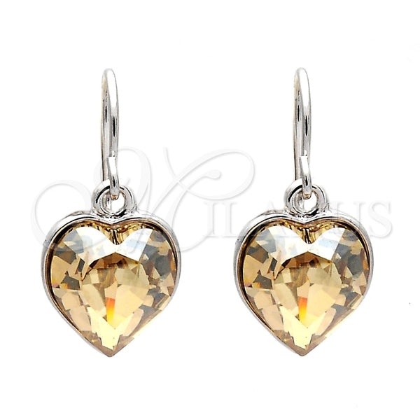 Arete Colgante 02.239.0003.9 Rodio Laminado, Diseño de Corazón, con Swarovski Elements Light Silk, Pulido, Rodinado