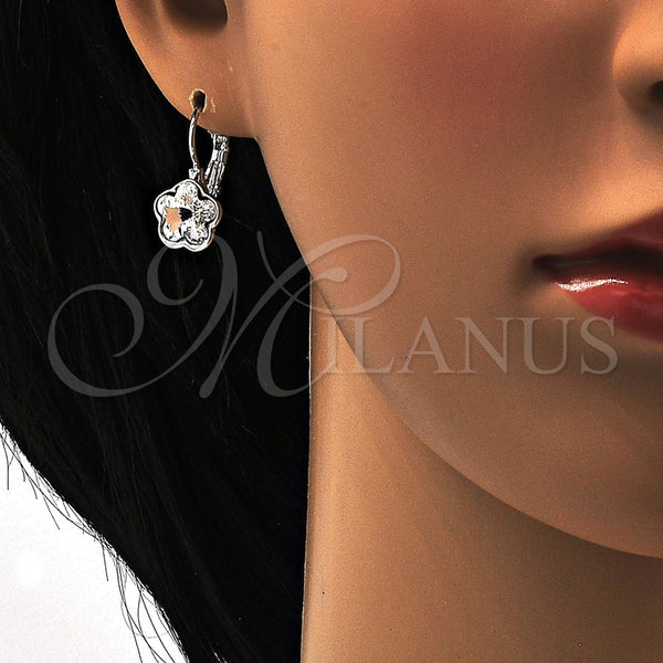 Arete Gancho Frances 02.239.0012.3 Rodio Laminado, Diseño de Flor, con Swarovski Elements Crystal, Pulido, Rodinado