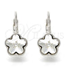 Arete Gancho Frances 02.239.0012.3 Rodio Laminado, Diseño de Flor, con Swarovski Elements Crystal, Pulido, Rodinado