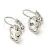 Arete Gancho Frances 02.239.0012.3 Rodio Laminado, Diseño de Flor, con Swarovski Elements Crystal, Pulido, Rodinado