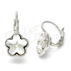 Arete Gancho Frances 02.239.0012.3 Rodio Laminado, Diseño de Flor, con Swarovski Elements Crystal, Pulido, Rodinado