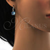 Arete Gancho Frances 02.239.0012.4 Rodio Laminado, Diseño de Flor, con Swarovski Elements Aquamarine, Pulido, Rodinado