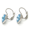 Arete Gancho Frances 02.239.0012.4 Rodio Laminado, Diseño de Flor, con Swarovski Elements Aquamarine, Pulido, Rodinado