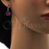 Arete Gancho Frances 02.239.0012.5 Rodio Laminado, Diseño de Flor, con Swarovski Elements Rose, Pulido, Rodinado