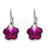 Arete Gancho Frances 02.239.0012.5 Rodio Laminado, Diseño de Flor, con Swarovski Elements Rose, Pulido, Rodinado