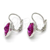 Arete Gancho Frances 02.239.0012.5 Rodio Laminado, Diseño de Flor, con Swarovski Elements Rose, Pulido, Rodinado