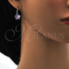 Arete Gancho Frances 02.239.0012.6 Rodio Laminado, Diseño de Flor, con Swarovski Elements Amethyst, Pulido, Rodinado
