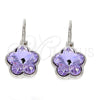 Arete Gancho Frances 02.239.0012.6 Rodio Laminado, Diseño de Flor, con Swarovski Elements Amethyst, Pulido, Rodinado