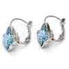 Arete Gancho Frances 02.239.0011.2 Rodio Laminado, Diseño de Mariposa, con Swarovski Elements Aquamarine, Pulido, Rodinado