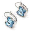 Arete Gancho Frances 02.239.0011.2 Rodio Laminado, Diseño de Mariposa, con Swarovski Elements Aquamarine, Pulido, Rodinado
