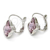 Arete Gancho Frances 02.239.0011.3 Rodio Laminado, Diseño de Mariposa, con Swarovski Elements Antique Pink, Pulido, Rodinado