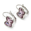 Arete Gancho Frances 02.239.0011.3 Rodio Laminado, Diseño de Mariposa, con Swarovski Elements Antique Pink, Pulido, Rodinado