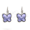 Arete Gancho Frances 02.239.0011.4 Rodio Laminado, Diseño de Mariposa, con Swarovski Elements Provence Lavander, Pulido, Rodinado