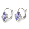 Arete Gancho Frances 02.239.0011.4 Rodio Laminado, Diseño de Mariposa, con Swarovski Elements Provence Lavander, Pulido, Rodinado