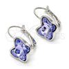 Arete Gancho Frances 02.239.0011.4 Rodio Laminado, Diseño de Mariposa, con Swarovski Elements Provence Lavander, Pulido, Rodinado