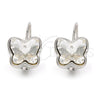 Arete Gancho Frances 02.239.0011.5 Rodio Laminado, Diseño de Mariposa, con Swarovski Elements Crystal, Pulido, Rodinado