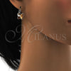 Arete Gancho Frances 02.239.0011.6 Rodio Laminado, Diseño de Mariposa, con Swarovski Elements Golden Shadow, Pulido, Rodinado