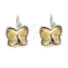 Arete Gancho Frances 02.239.0011.6 Rodio Laminado, Diseño de Mariposa, con Swarovski Elements Golden Shadow, Pulido, Rodinado