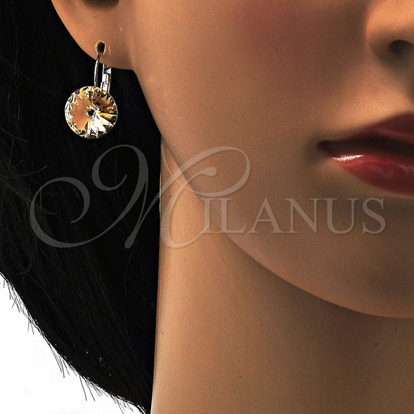 Arete Gancho Frances 02.239.0005.7 Rodio Laminado, con Swarovski Elements Light Peach, Pulido, Rodinado
