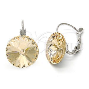 Arete Gancho Frances 02.239.0005.7 Rodio Laminado, con Swarovski Elements Light Peach, Pulido, Rodinado