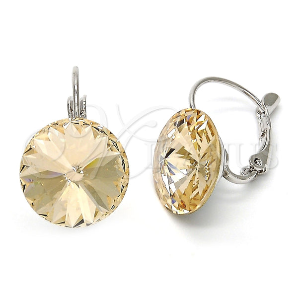 Arete Gancho Frances 02.239.0005.7 Rodio Laminado, con Swarovski Elements Light Peach, Pulido, Rodinado