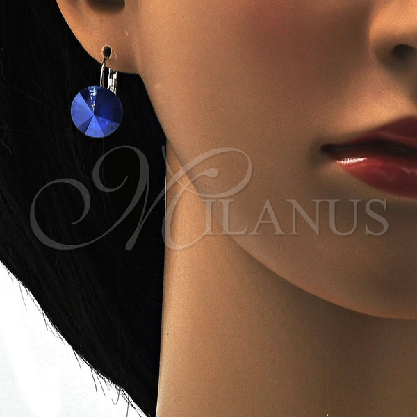 Arete Gancho Frances 02.239.0005.11 Rodio Laminado, con Swarovski Elements Blue Zircon, Pulido, Rodinado