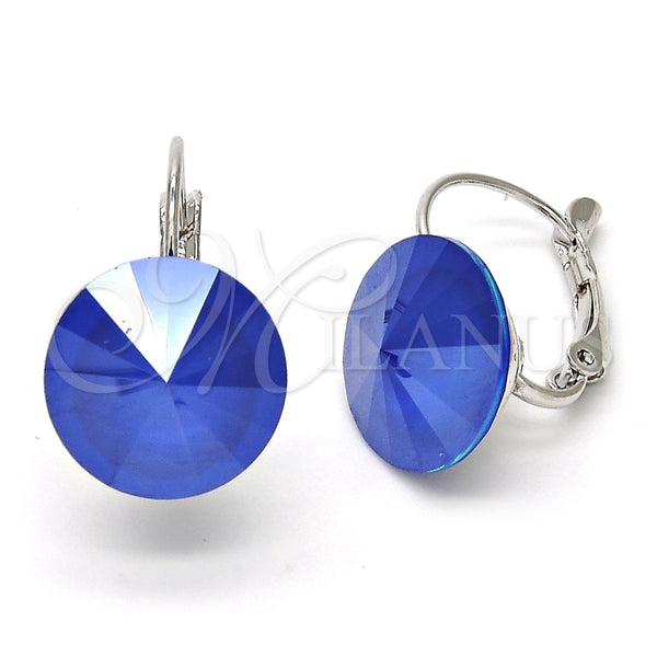 Arete Gancho Frances 02.239.0005.11 Rodio Laminado, con Swarovski Elements Blue Zircon, Pulido, Rodinado