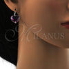 Arete Gancho Frances 02.239.0013.3 Rodio Laminado, Diseño de Corazón, con Swarovski Elements Antique Pink, Pulido, Rodinado