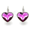 Arete Gancho Frances 02.239.0013.3 Rodio Laminado, Diseño de Corazón, con Swarovski Elements Antique Pink, Pulido, Rodinado