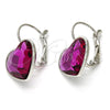 Arete Gancho Frances 02.239.0013.3 Rodio Laminado, Diseño de Corazón, con Swarovski Elements Antique Pink, Pulido, Rodinado