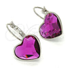 Arete Gancho Frances 02.239.0013.3 Rodio Laminado, Diseño de Corazón, con Swarovski Elements Antique Pink, Pulido, Rodinado